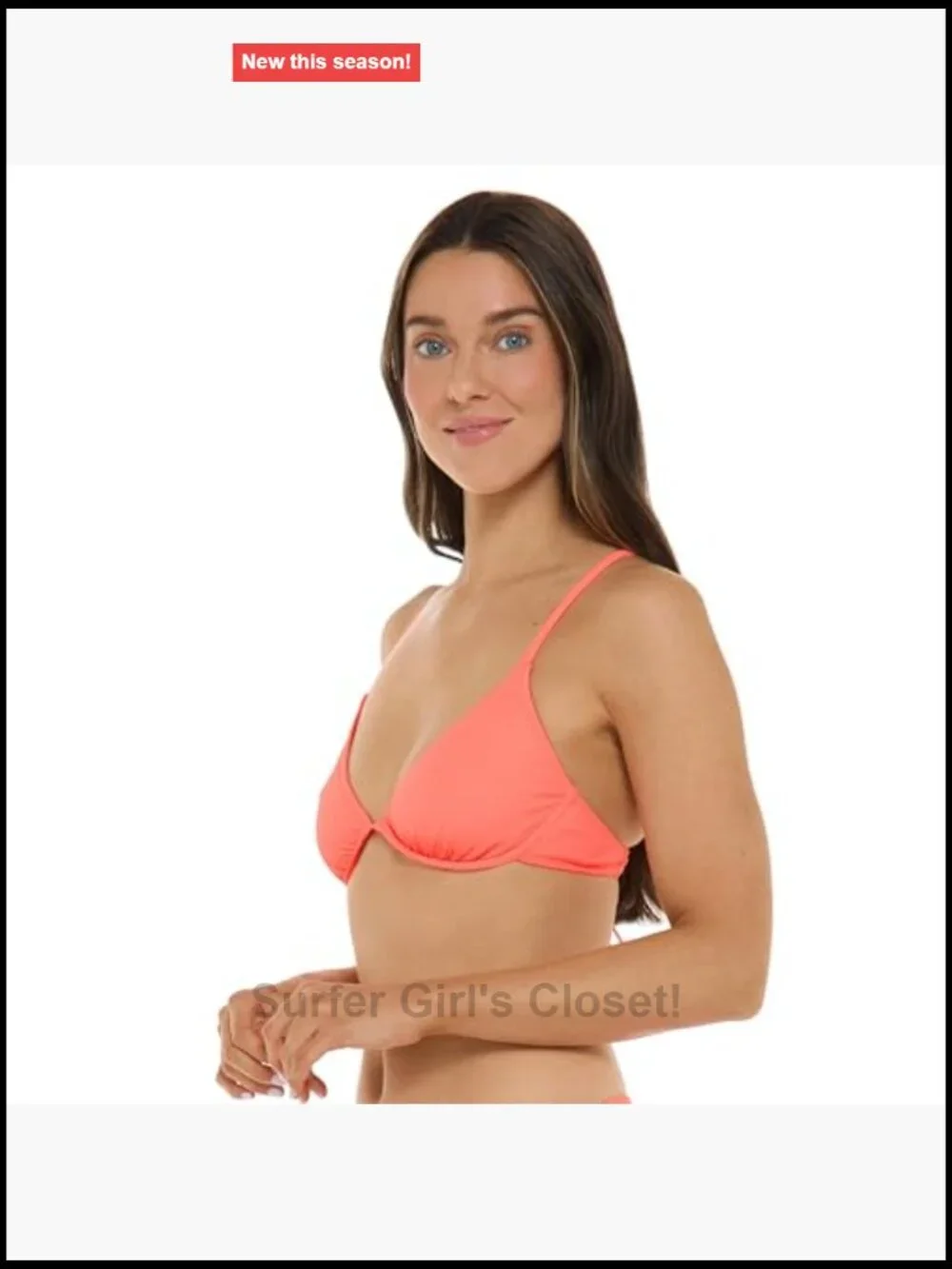 Underwire Bikini Top with Adjustable 2-Way Back, Removable Cups